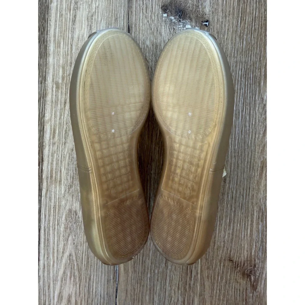 Mini Melissa Sophie INF Mary Jane Jelly Flats Kids Size 1 Pearly Beige Bow Gold